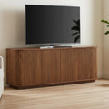 Fluted TV Stand for TVs Up to 75 Inch, Walnut Mid Century Modern TV Console for Living Room, Entertainment Center with Storage, Wood Media Console Cabinet