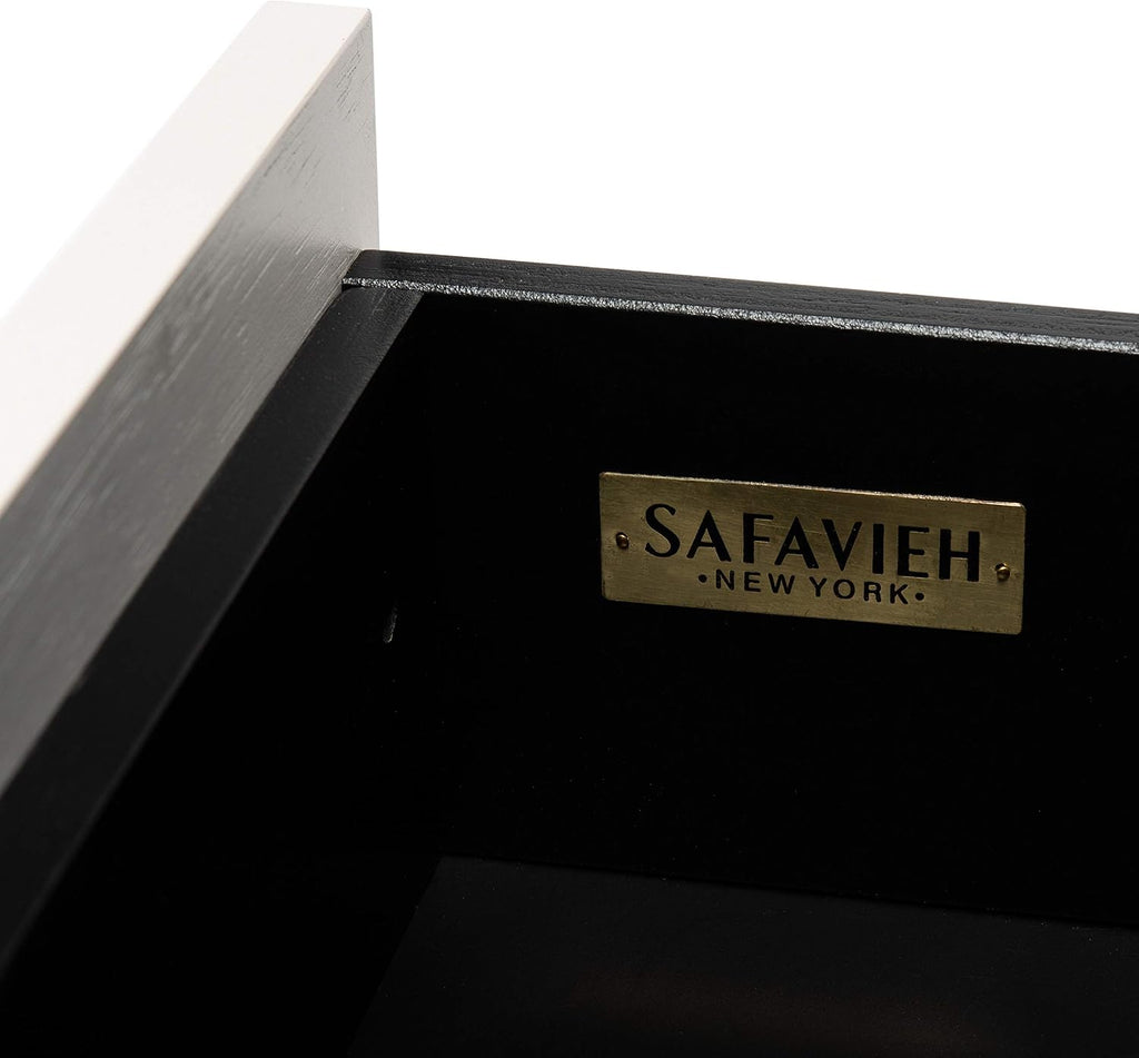 SAFAVIEH Genevieve TV Stand for up to 65' Flatscreen – Black & White Washed Finish, Mid-Century Modern Storage Cabinet, Entertainment Media Console (MED5000B)