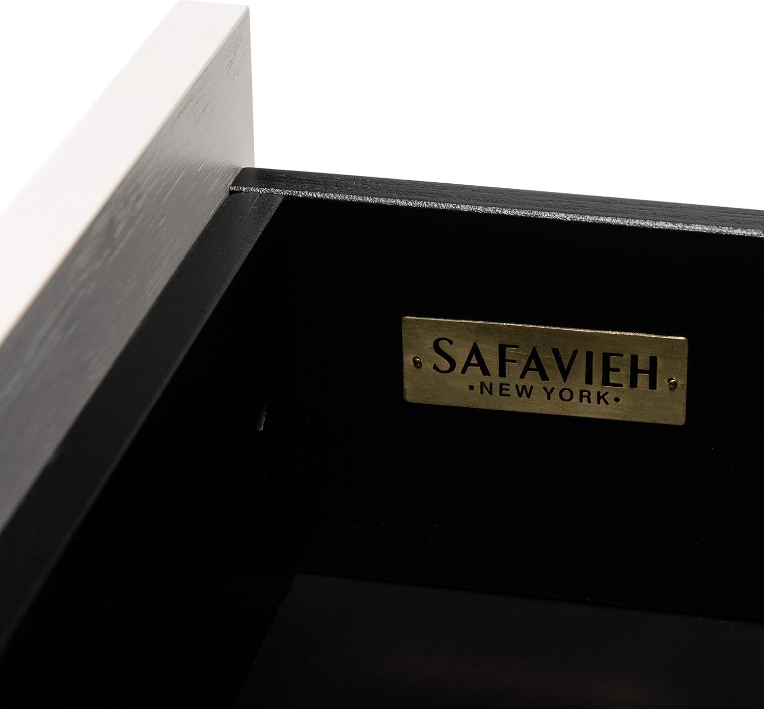 SAFAVIEH Genevieve TV Stand for up to 65' Flatscreen – Black & White Washed Finish, Mid-Century Modern Storage Cabinet, Entertainment Media Console (MED5000B)