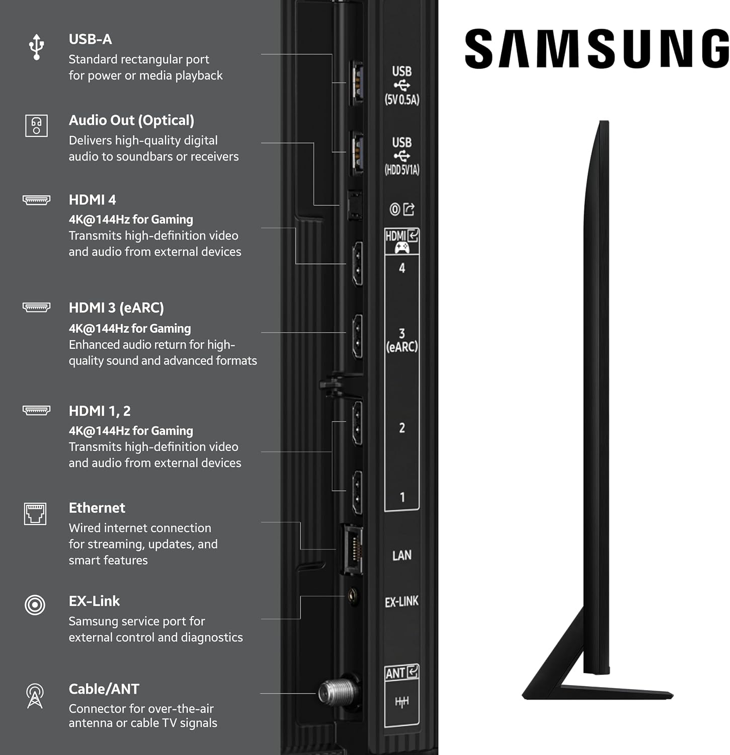 Samsung QN100QN80FFXZA 100 Inch Neo QLED QN80F Series Supreme UHD 4K TV with a Walts XXL-TILT-Extension and Amber Protection 3-Outlet-Surge Surge Protector (2025)
