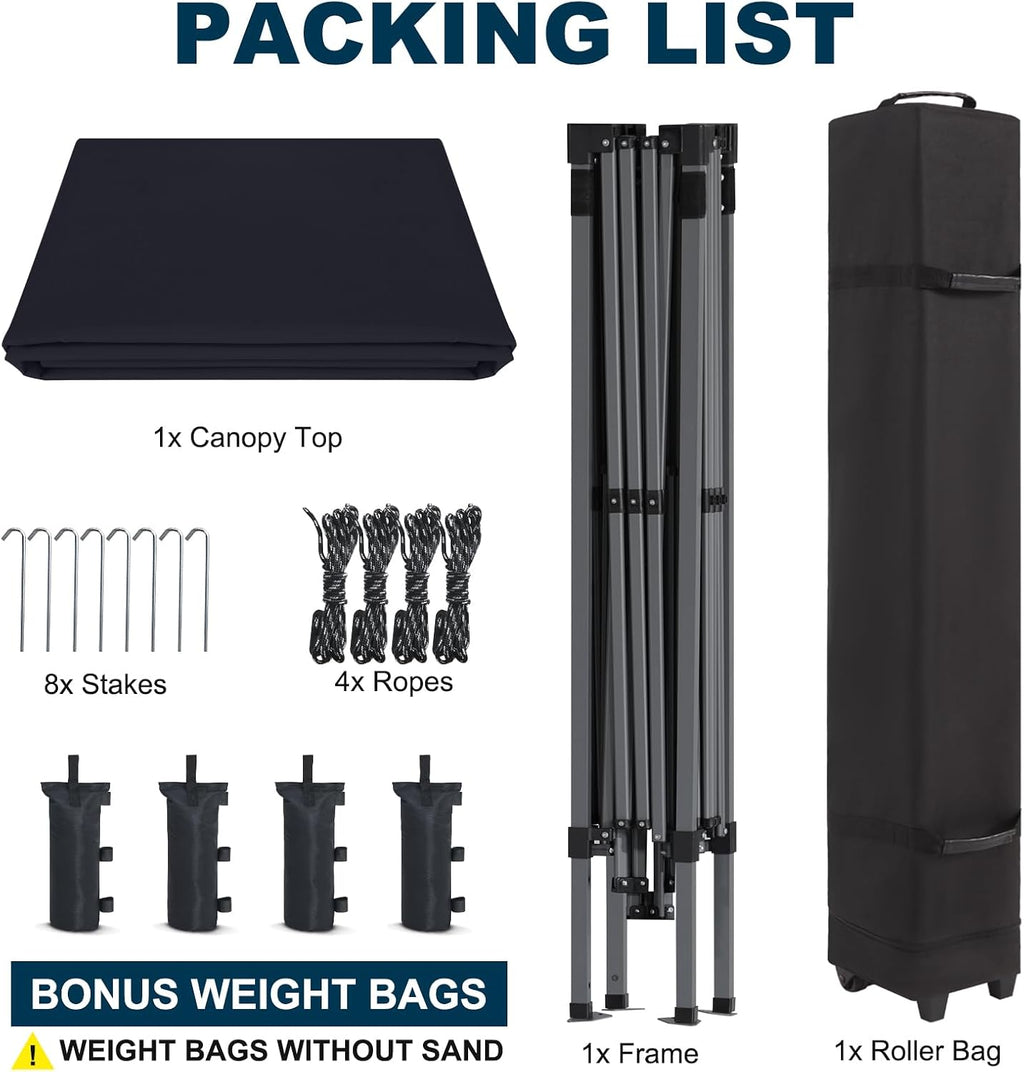 MASTERCANOPY Portable Pop Up Canopy Tent with Large Base (11x11,Black)