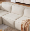 LINSY HOME Modular Sectional Couch Single Seat, Boneless Sofa Comfy Corduroy Sectional Cloud Sofa Seat for Living Room, No Assembly Required, Beige