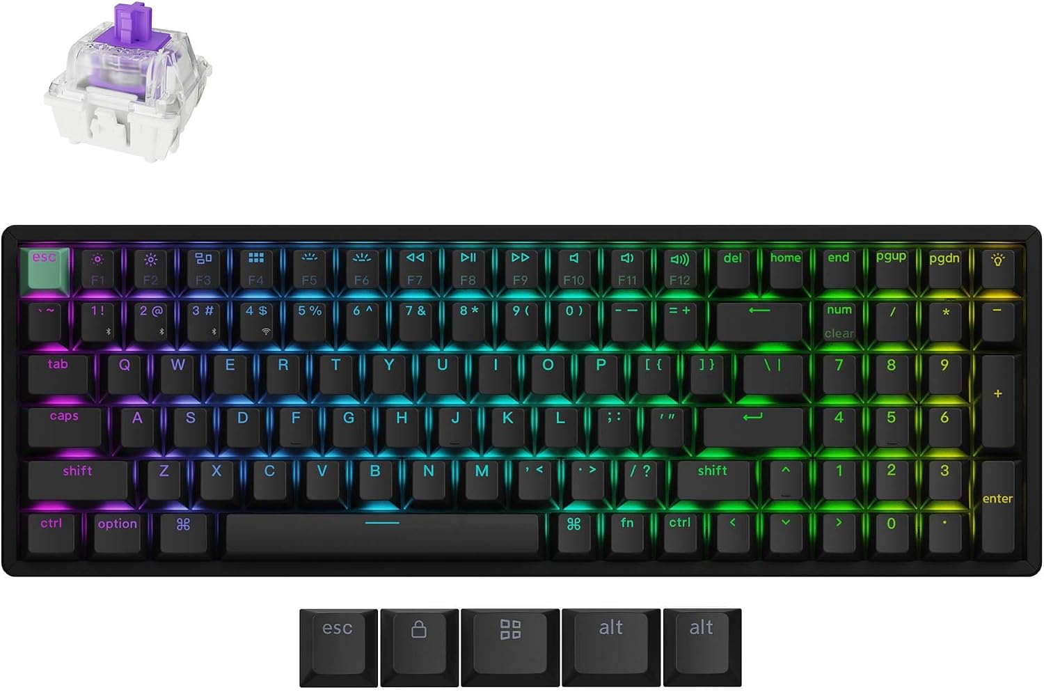 Keychron K4 HE QMK Wireless Gaming Custom Mechanical Keyboard, 2.4 GHz/Bluetooth/Wired 96% Layout Hot-Swappable Programmable RGB Backlit Gateron Magnetic Switches for Mac Windows Black
