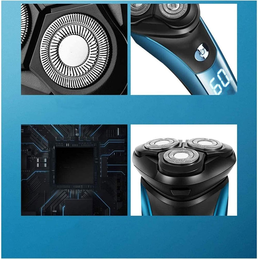 Electric Shaver Men's Shaver 3 Sheets Multifunction Blade Razor Water Wash Electric Shave LED Display Fast Charge Portable for Your Daily Use and Travel