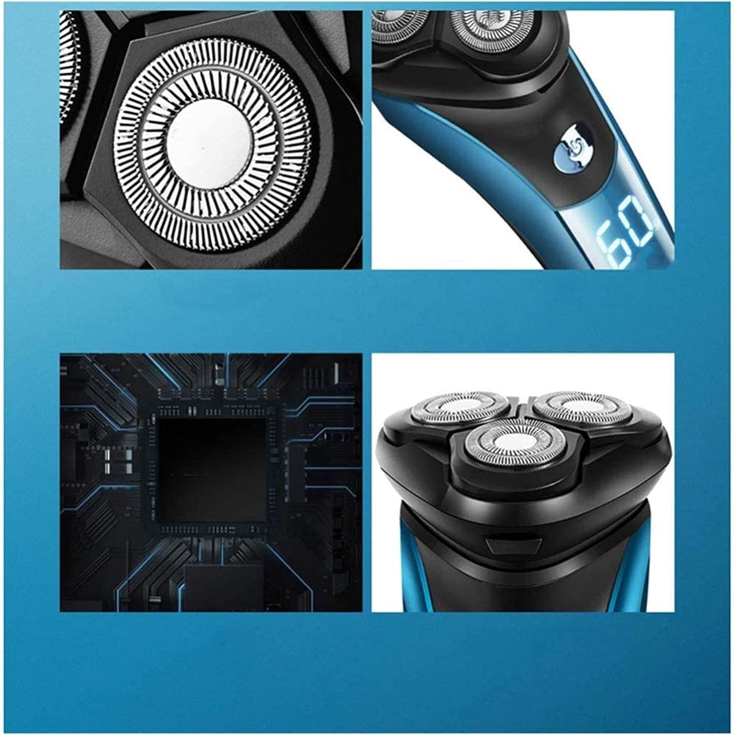 Electric Shaver Men's Shaver 3 Sheets Multifunction Blade Razor Water Wash Electric Shave LED Display Fast Charge Portable for Your Daily Use and Travel