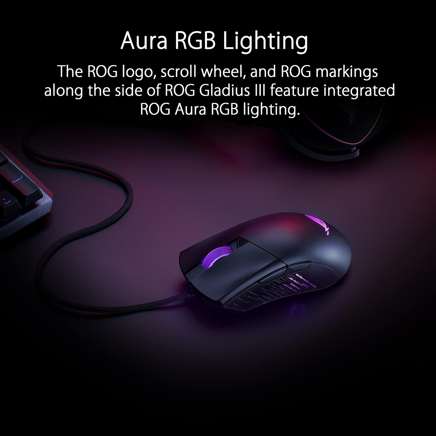 ASUS ROG Gladius III Wireless Gaming Mouse (Tri-Mode Connectivity with 2.4GHz and Bluetooth LE, Tuned 19,000 DPI Sensor, Hot Swappable Push-Fit II Switches, Ergo Shape, ROG Omni Mouse Feet)