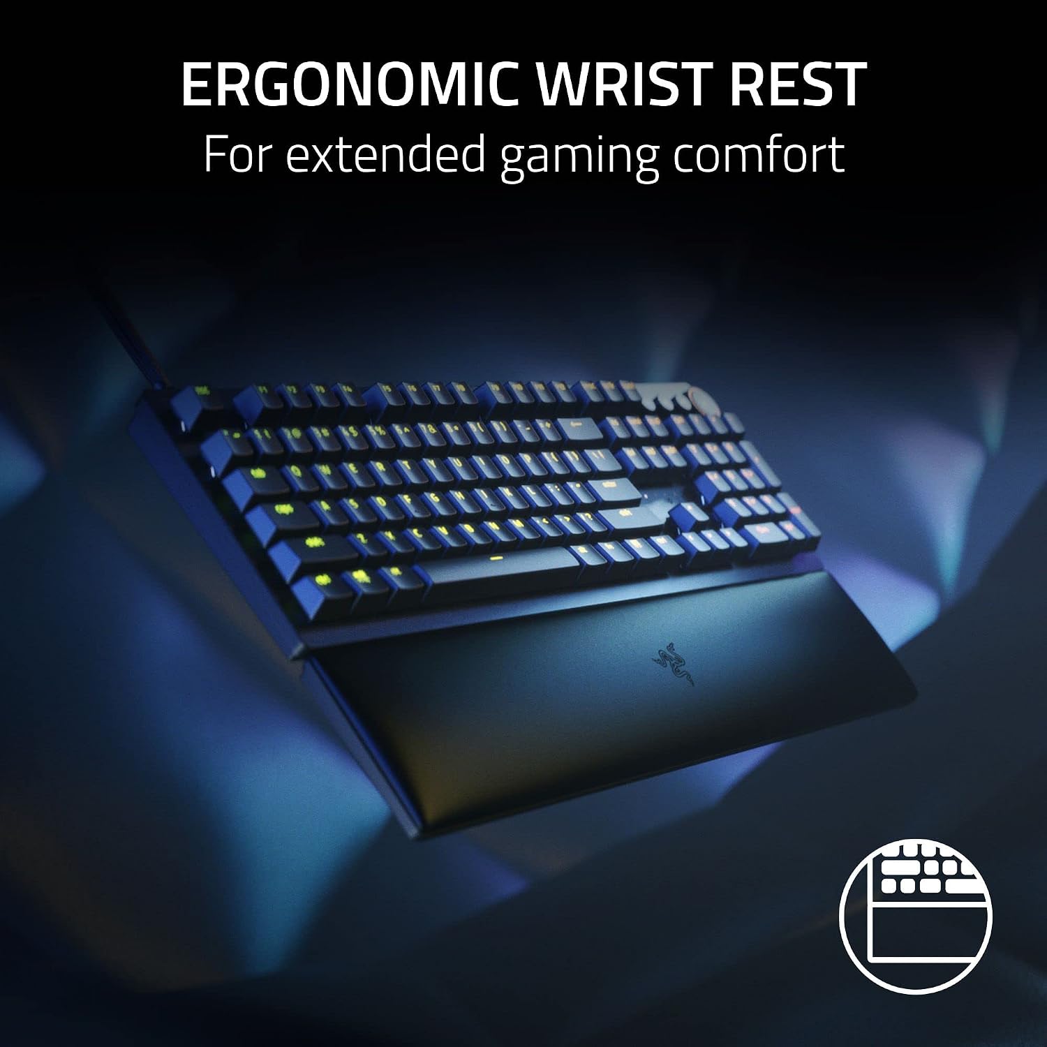 Razer Huntsman V2 Optical Gaming Keyboard: Fast Clicky Optical Switches w/Quick Keystrokes & 8000Hz Polling Rate - Doubleshot PBT Keycaps - Dedicated Media Keys & Dial - Ergonomic Wrist Rest