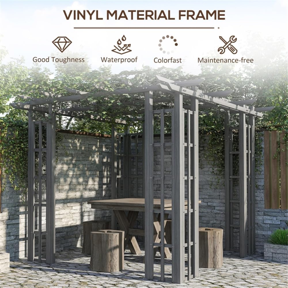 9 x 9 ft Backyard Pergola Quality Gazebo Pavilion for Garden Deck Patio Outdoor Pergola Grape Trellis Grill Gazebo, Strong Sturcture,Snow and Wind Supported(Grey)