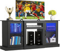 VEVOR Tall TV Stand for 65 inch TVs, Modern Entertainment Center with LED Light, Wooden TV Storage Cabinet with Glass Doors and Adjustable Shelves, Media Console for Living Room and Bedroom, Black