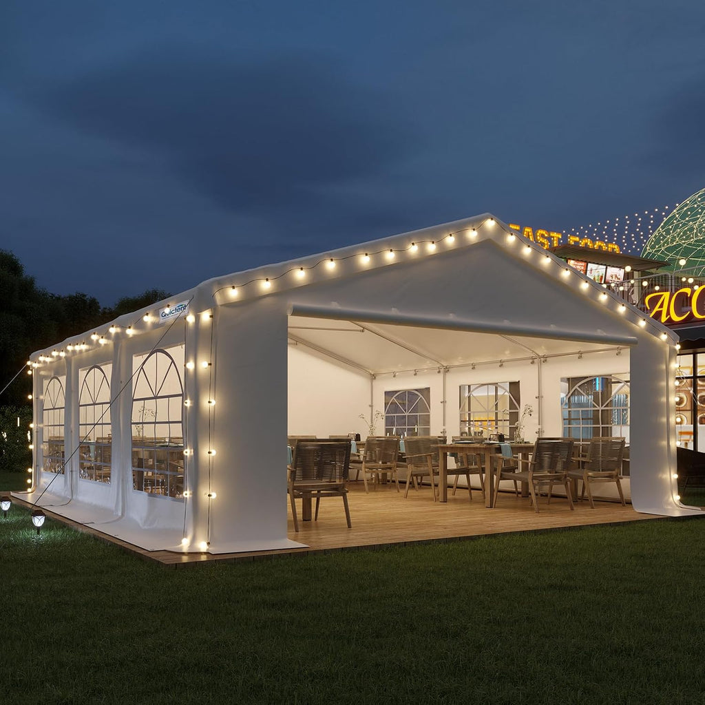 Quictent Premium 20x20 Party Tent Heavy Duty Outdoor Gazebo White Event Shelter Wedding Canopy Tent for Parties Carport BBQ with Removable Sidewall Windows & Storage Bags
