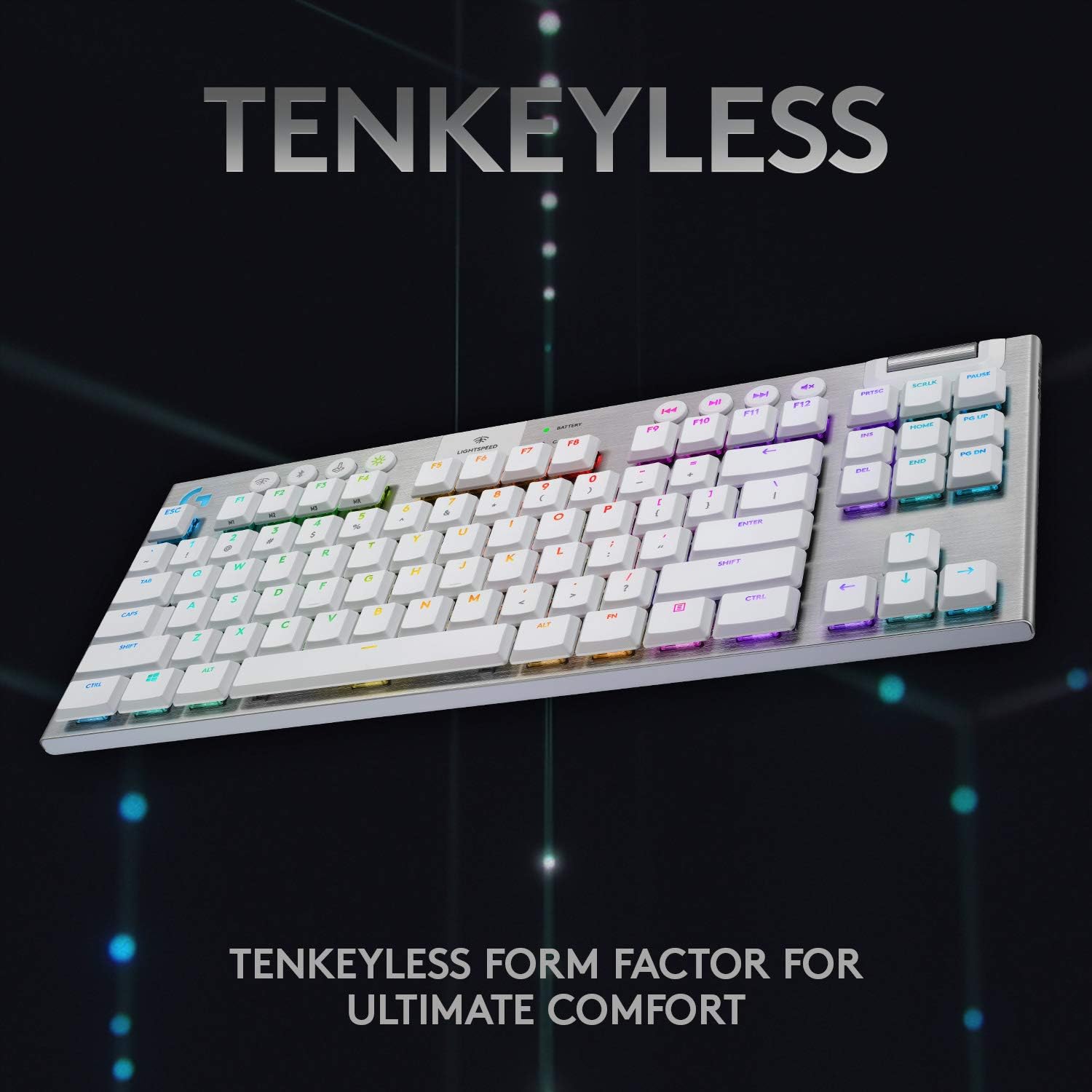 Logitech G815 LIGHTSYNC RGB Mechanical Gaming Keyboard with Low Profile GL Tactile Key Switch, 5 programmable G-Keys,USB Passthrough, Dedicated Media Control, Black and White colorways (Renewed)