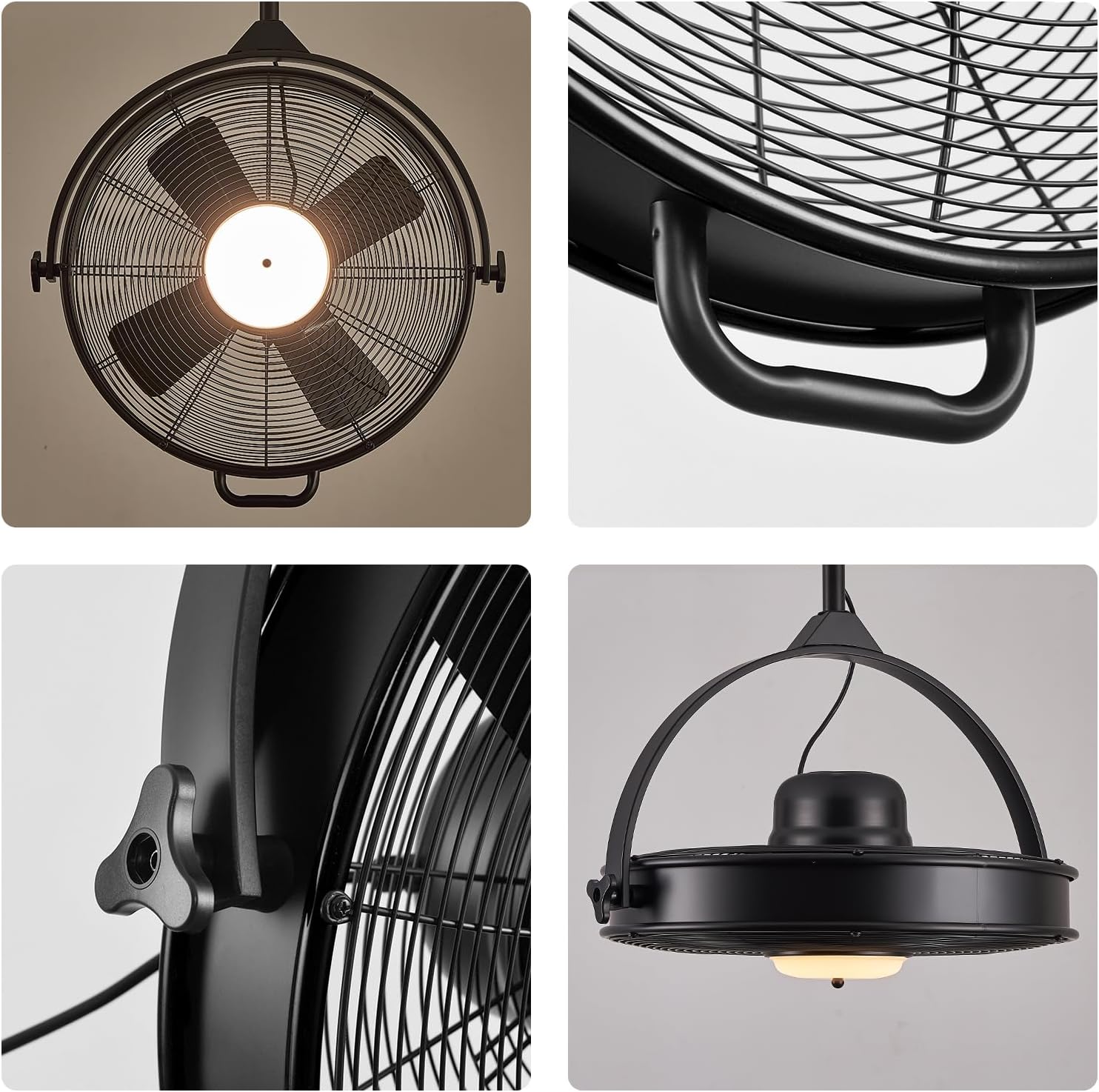 Orison 24.8'' Waterproof Outdoor Ceiling Fan, 6 Speed Ceiling Mounted Plug-In Cord Garage Fan with Remote&APP, 360-degree Manual Vertical Rotation, Hook hanging for Gazebo, Patio, Pergola (Black)