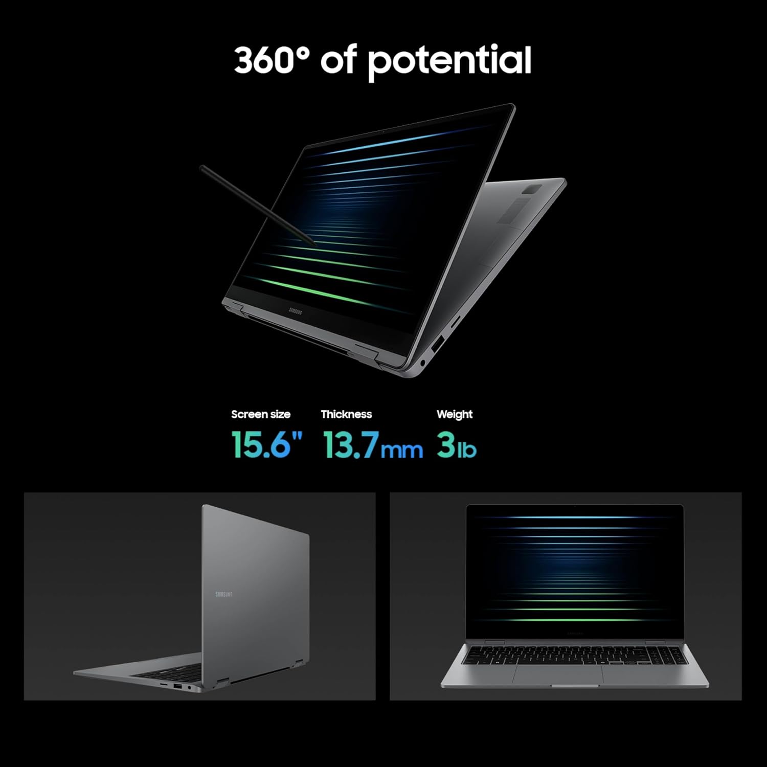 Samsung 15.6' Galaxy Book5 360 Copilot+ PC, AI Business Laptop, Windows 11 Pro, Intel Core Ultra 5 Processor 226V, FHD AMOLED Touchscreen, 16GB/512GB, 2025 Model, NP754QHA-KA1US, Gray