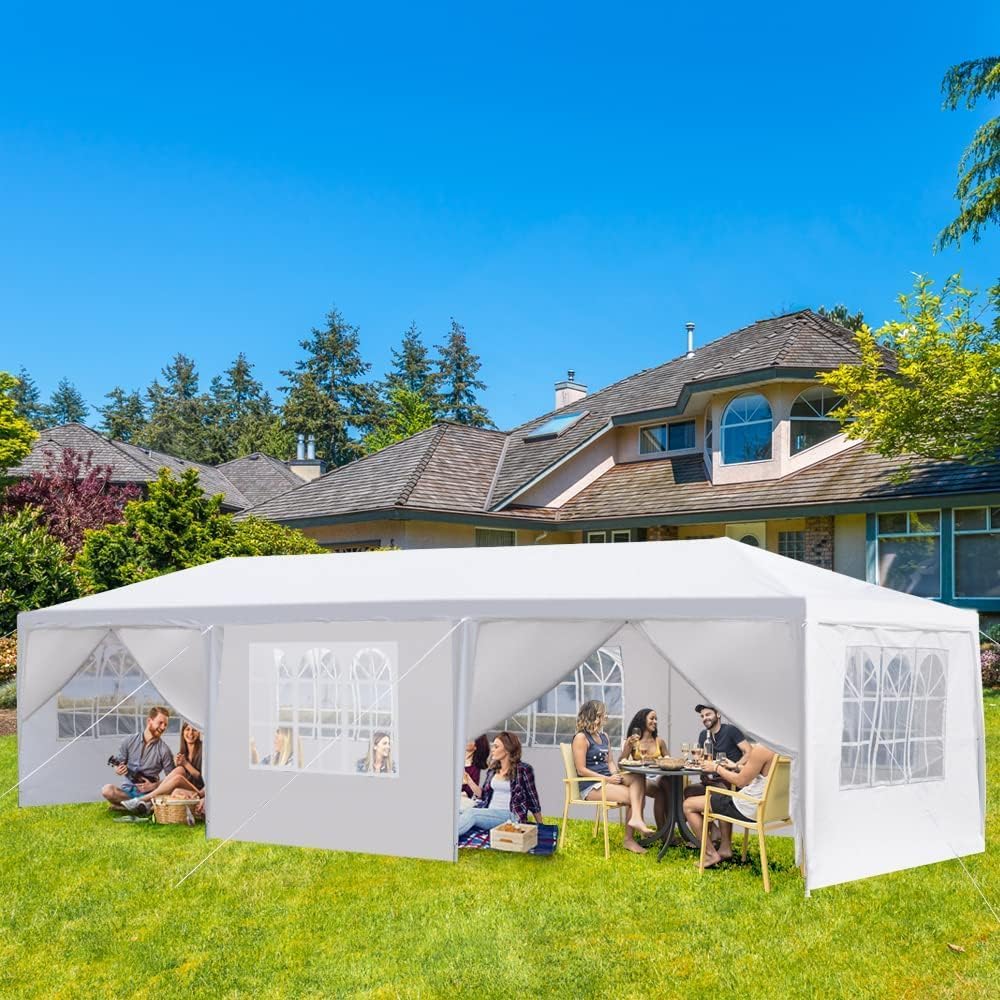 Outdoor Gazebo Canopy Wedding Party Tent Camping Shelter Commercial Instant Shelter Waterproof Tent with Removable Side Walls (10'x30' Eight Sides)