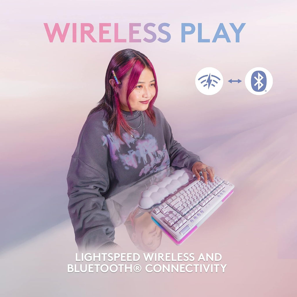 Logitech G Wireless Gaming Combo, G715 Keyboard Tactile + G705 Mouse, Customizable LIGHTSYNC RGB Lighting, Lightspeed Wireless, Bluetooth, PC/Mac/Laptop - White Mist