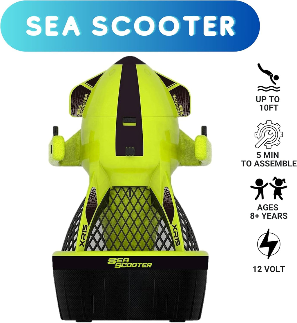 Underwater Sea Scooter for Kids & Adults, 12V Battery Powered Water Propeller with GoPro Mount, Electric Pool & Ocean Diving Scooter for Swimming up to 10 ft Deep
