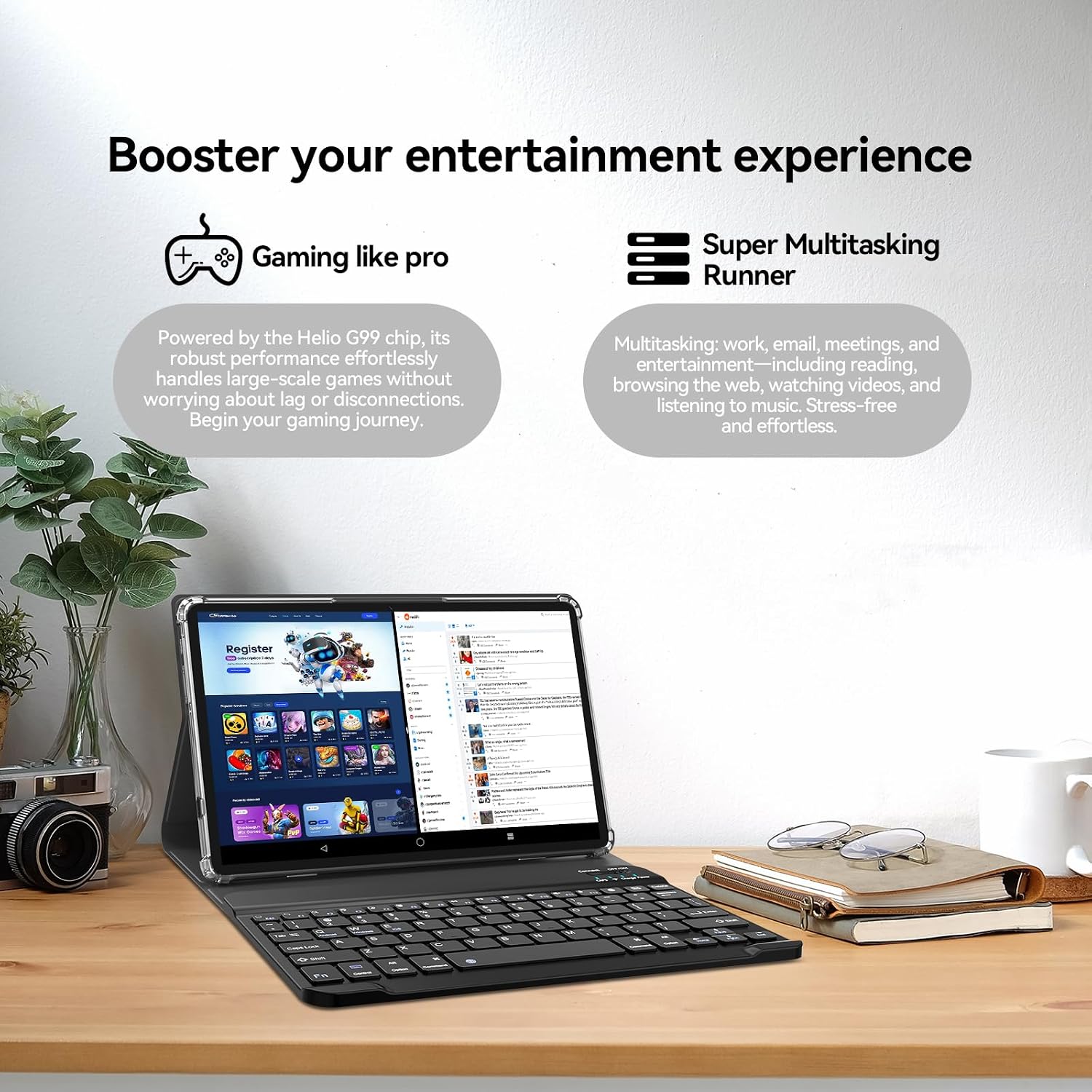 12 inch Android Tablet, 2K Display Android 15 Tablet, MTK G99 Octa-Core, 16GB 256GB 1TB Expansion, 2.4/5G WiFi, 21MP Camera, Widevine L1, Gemini AI 2.0, Tablets with Keyboard, Mouse, Case etc