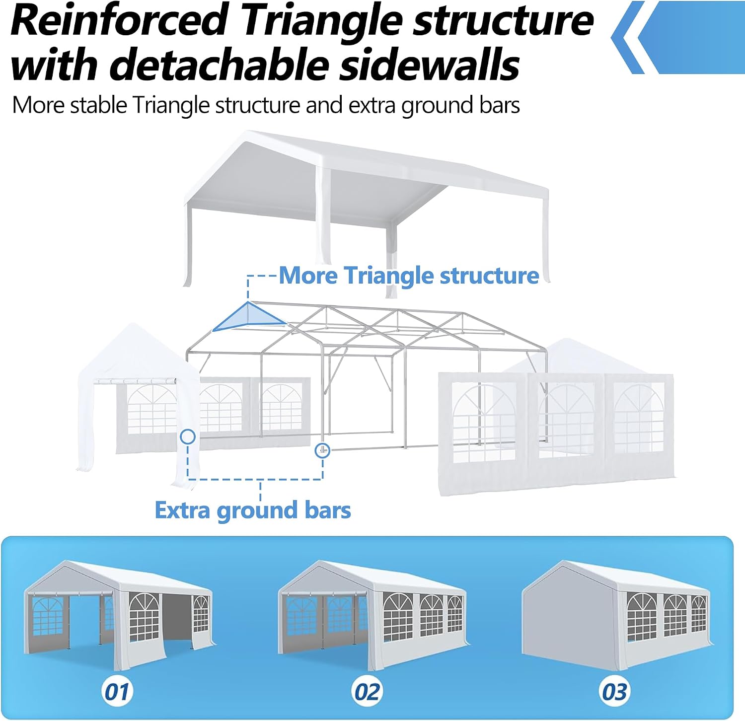 13'x20' Party Tent Heavy Duty, Wedding Tent with Removable Sidewall & 4 Sand Bags, Outdoor Events for Wedding, Birthday Party (13' x 20')
