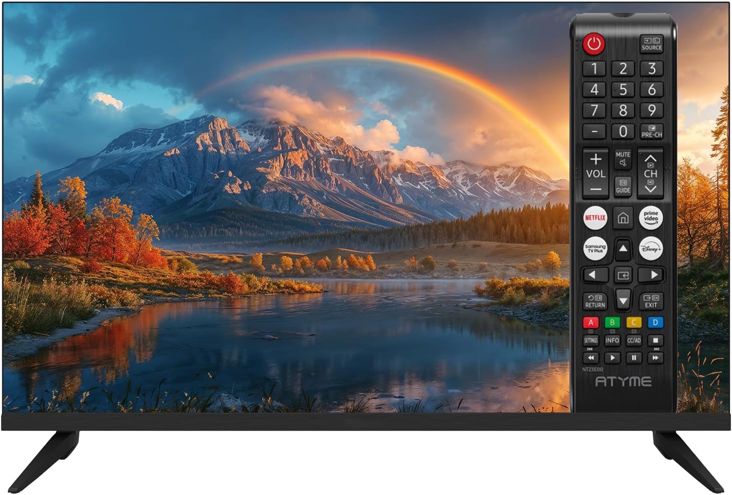 ATYME 32-inch 720p HD LED Smart TV Powered by Tizen Os,WiFi Television, HDR 10, HDMI, Bluetooth, Flat Screen Television, 1*USB 3* HDMI 1*VGA ARC Dual Channel 8W