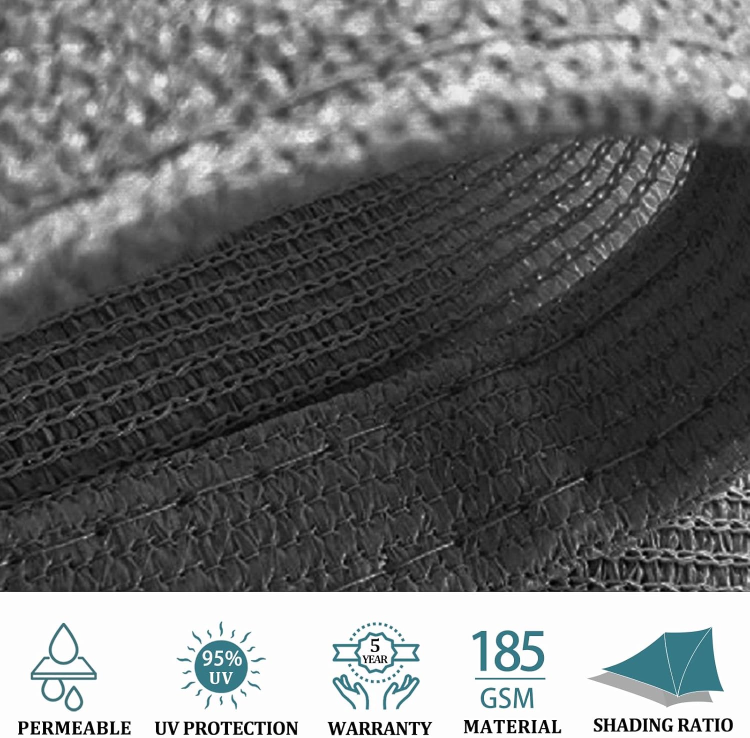 Shade&Beyond Custom 06'x10' Sun Shade Sail Canopy Rectangle UV Block Breathable Curved Sunshade for Backyard Yard Deck Outdoor Facility and Activities, Dark Grey (We Make Custom Size)