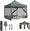 COBIZI 10x10 Canopy Tent, Heavy Duty Pop up Canopy with Sidewalls, Waterproof Easy Setup Tent with Mosquito Netting, Outdoor Instant Screen Tents for Parties, Wedding, Backyard with Carry Bag, Gray