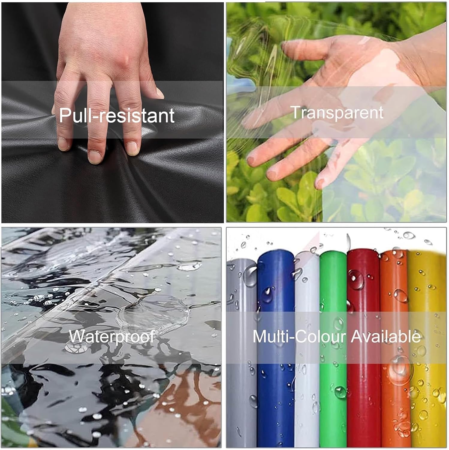 Clear Tarps with Zipper,Outdoor Vinyl Curtain ，Vinyl Patio Enclosure,Outdoor Curtains Heavy Duty Waterproof Transparent Tarp with Grommets， for Gazebo Porch Pergola(White,H2.4xW4m/H7.8xW13.1ft)