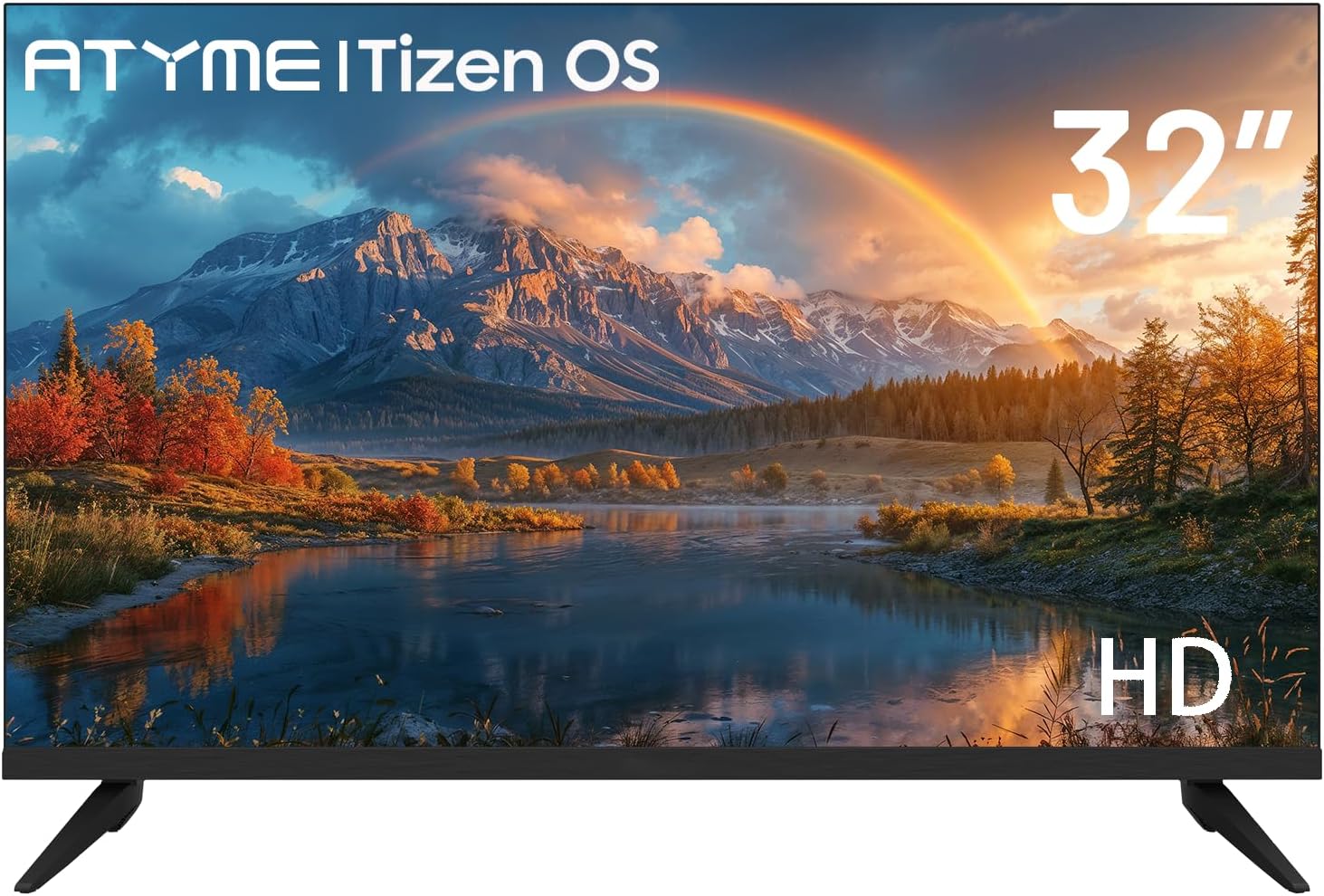 ATYME 32-inch 720p HD LED Smart TV Powered by Tizen Os,WiFi Television, HDR 10, HDMI, Bluetooth, Flat Screen Television, 1*USB 3* HDMI 1*VGA ARC Dual Channel 8W