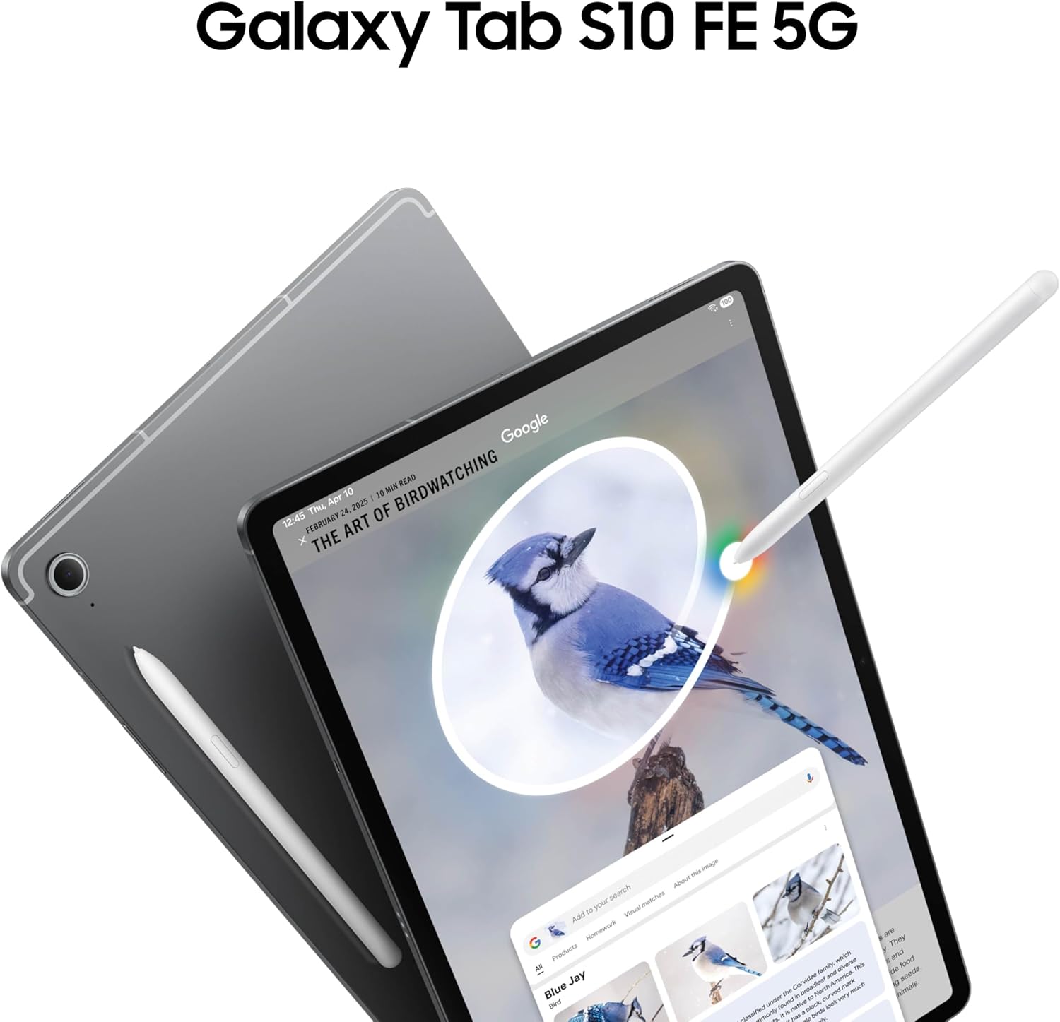 Samsung Galaxy Tab S10 FE 5G with S-Pen | 128GB, 8GB RAM, 5G + WiFi 6E | 10.9' LCD, Android 15 Tablet, 4K Camera | US Model Unlocked for T-Mobile, AT&T, US Cellular, Global | Gray (Renewed)