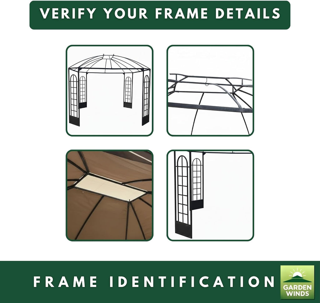 Garden Winds Durable Replacement Canopy Top Cover Compatible with The L-GZ454PST-C, A111010900 Terrace 10' x 12' Gazebo – Classic Sand, 350