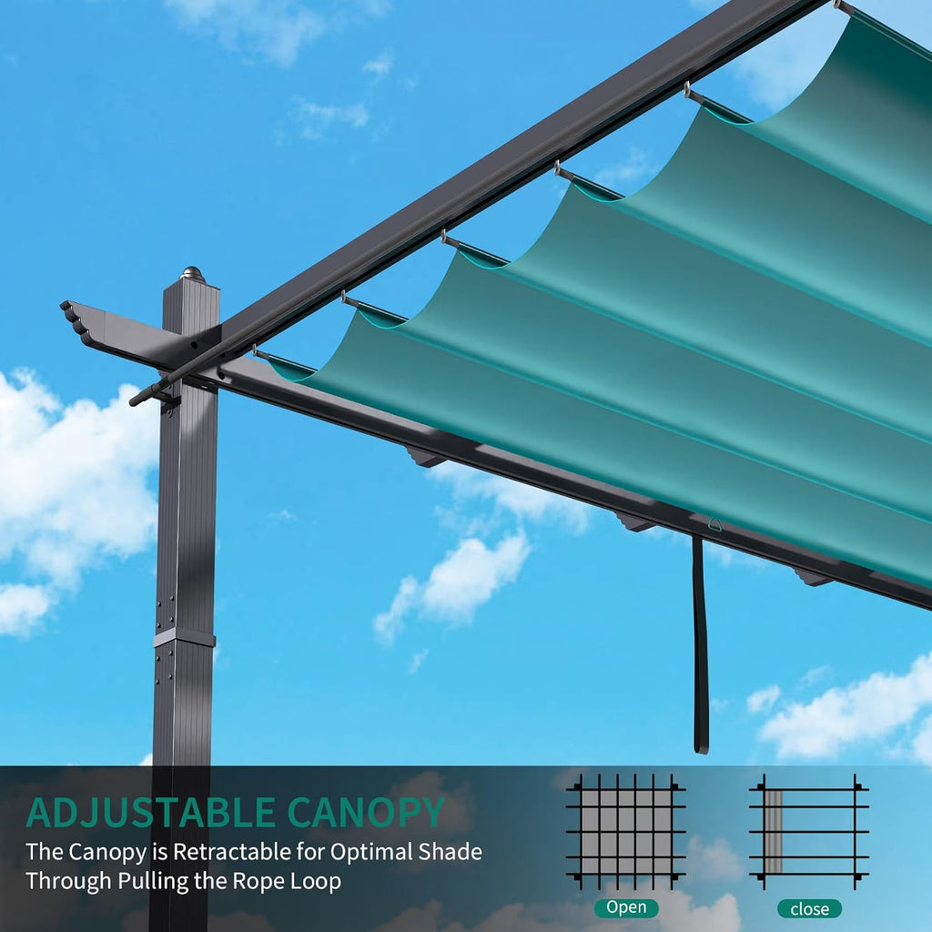 GarveeTech Outdoor Pergola, 10 x 13 FT Retractable Pergola Canopy, Reinforced Aluminum Frame, Heavy Duty Patio Pergolas Gazebos with Netting, Outdoor Shelter for Porch, Backyard, Deck