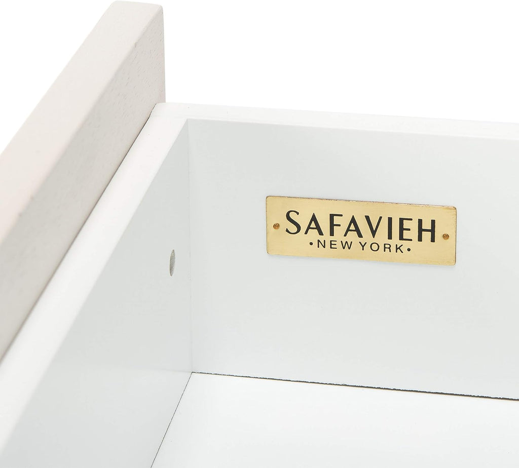 SAFAVIEH Genevieve TV Stand for up to 65' Flatscreen – White & White Washed Finish, Mid-Century Modern Storage Cabinet, Entertainment Media Console (MED5000C)