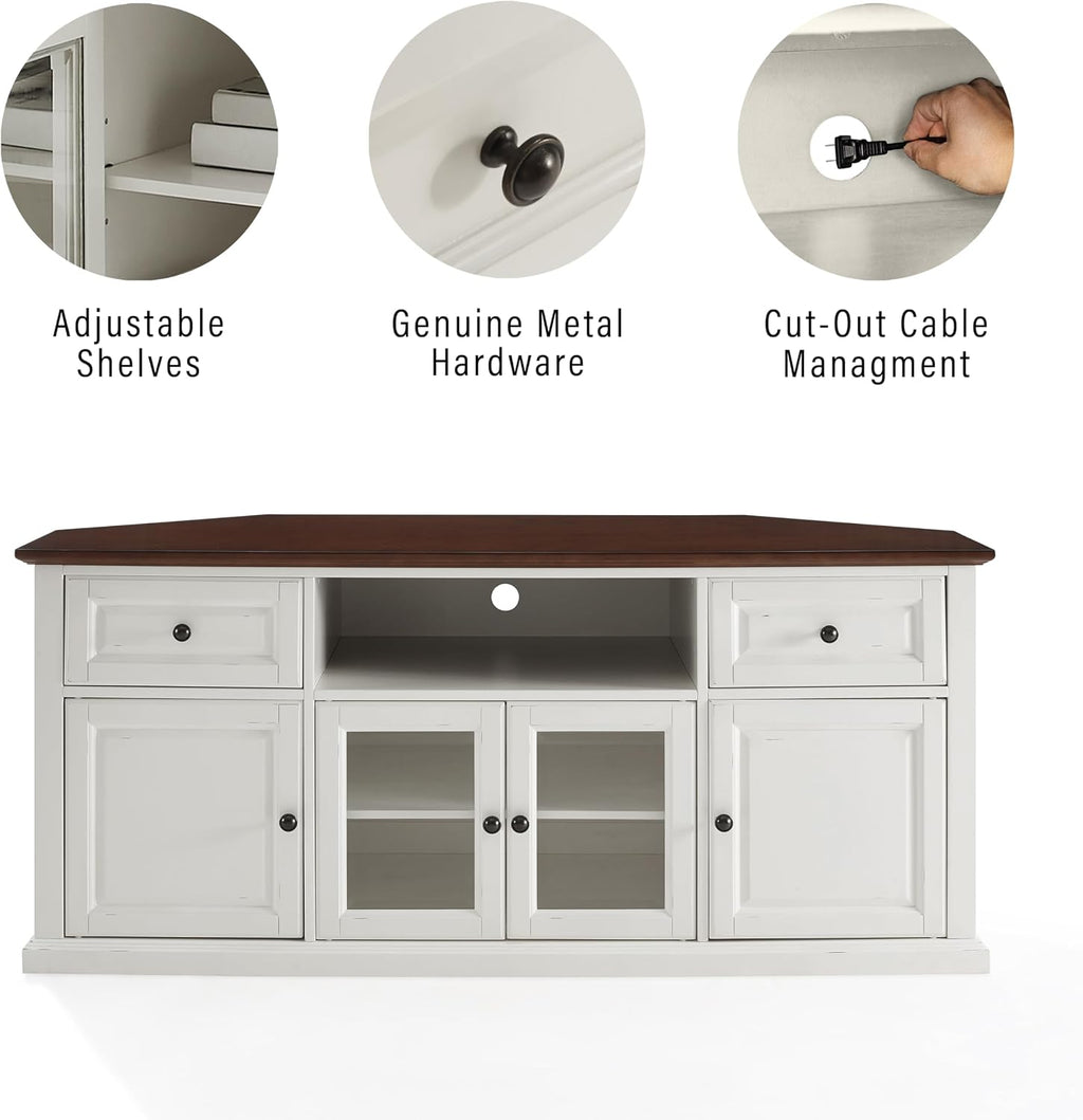 Crosley Furniture Shelby TV Stand for 65+ inch TVs, Entertainment Center with Adjustable Storage Shelves, White