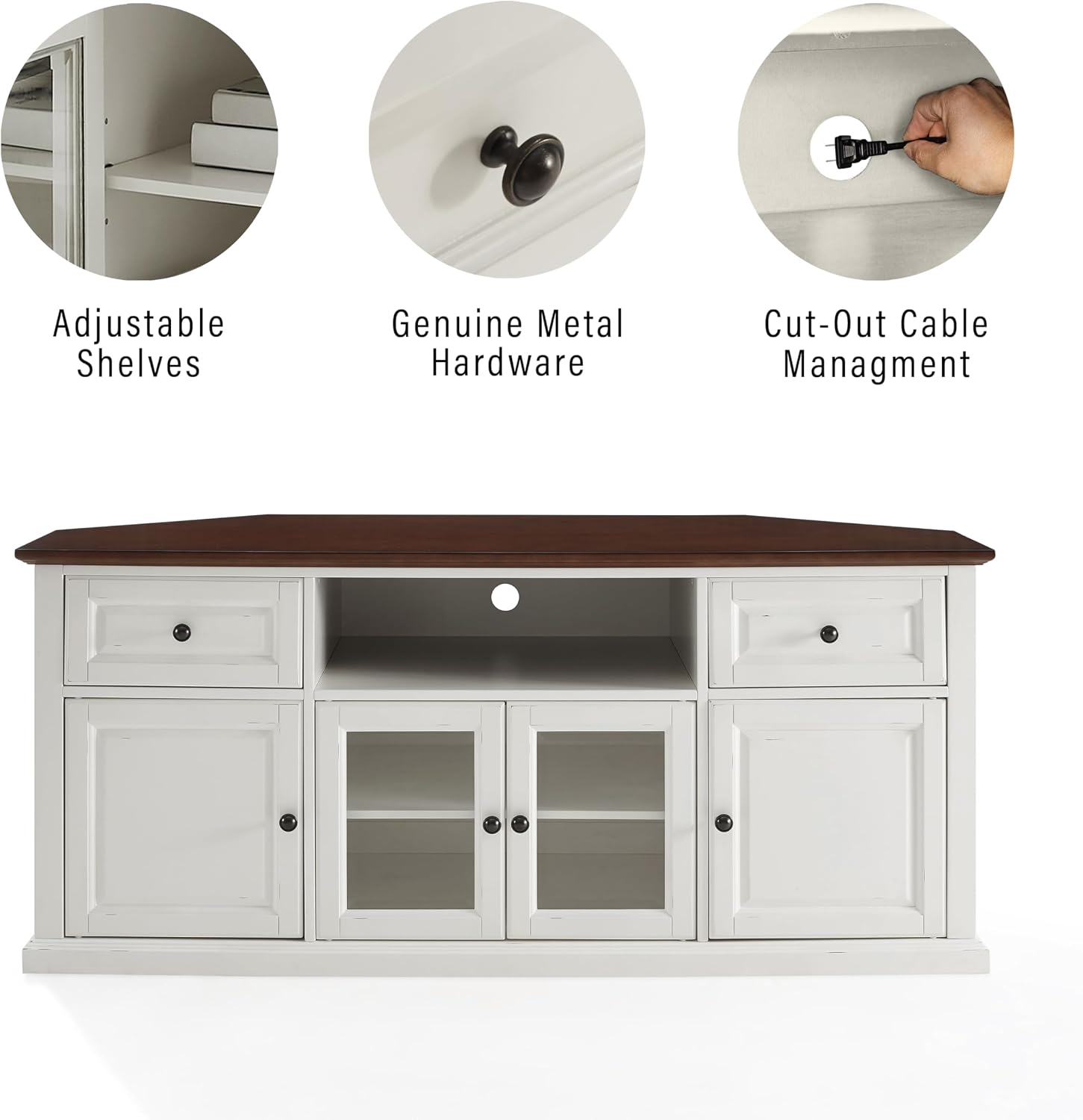 Crosley Furniture Shelby TV Stand for 65+ inch TVs, Entertainment Center with Adjustable Storage Shelves, White