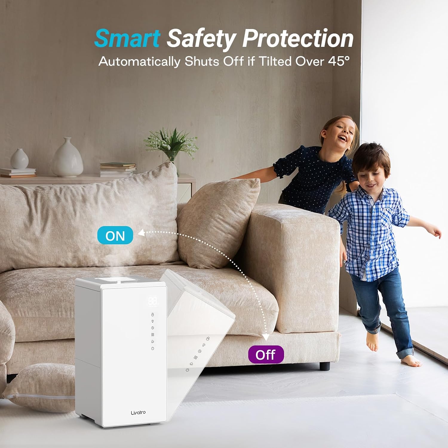 6L Stainless Steel Warm Mist Humidifier with Easy Clean and Warm Steam Function, Healthy Air Mist Humidifiers for Bedroom Living Room, with Sleep Mode and Auto-off Setting