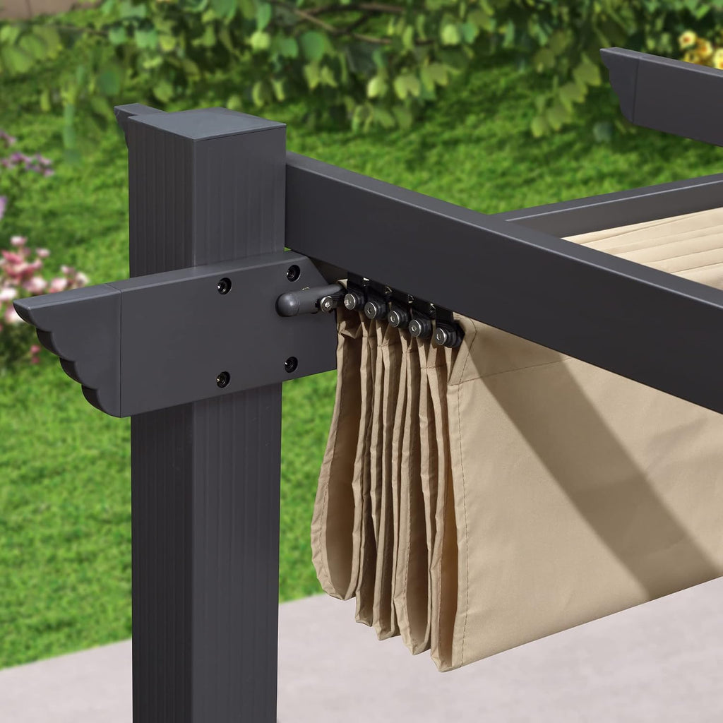 PURPLE LEAF Pergola Shade Cover for 10' X 10' Deck Porch Outside Outdoor Retractable Durable Fabric Canopy Replacement Top Only Beige