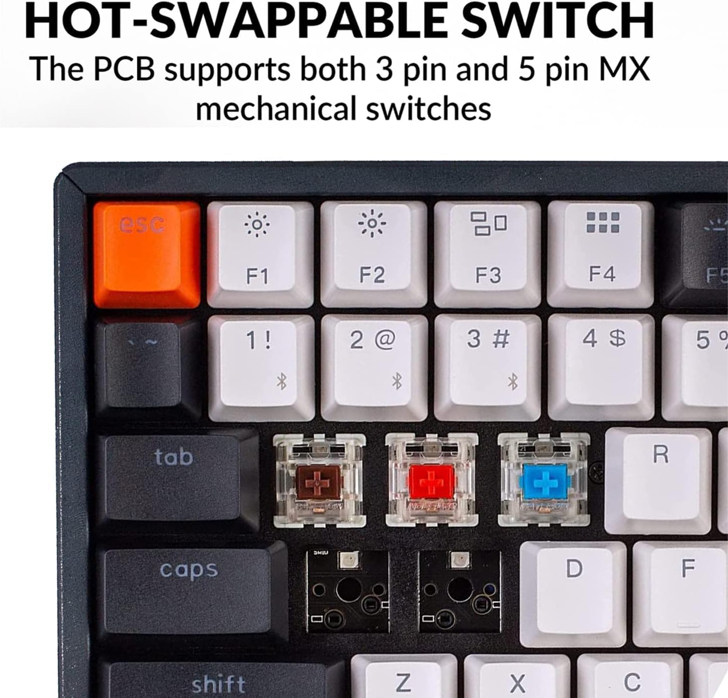 Keychron K2 75% Layout 84 Keys Hot-swappable Bluetooth Wireless/USB Wired Mechanical Keyboard with Super Banana Switch/Double-Shot Keycaps/RGB Backlight/Aluminum Frame for Mac Windows Version 2
