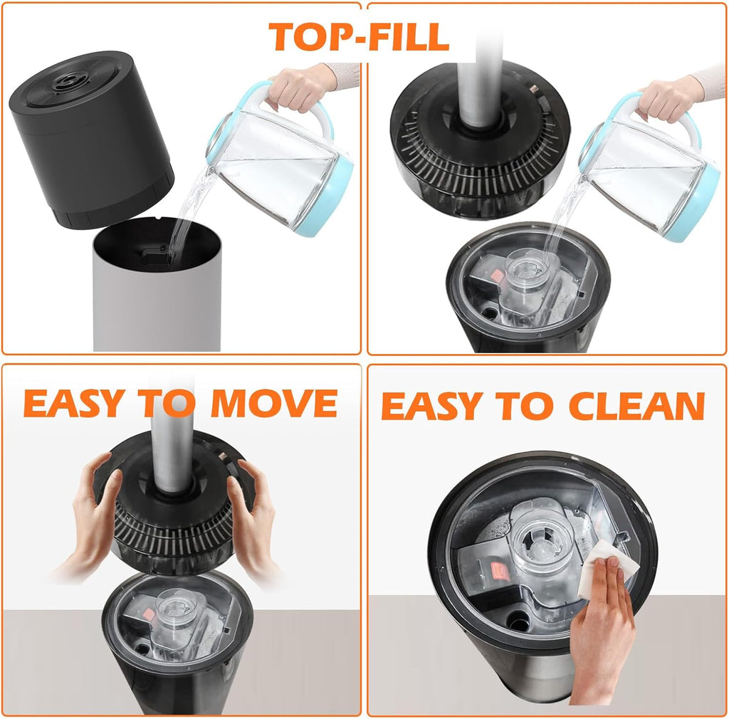 Large Room Humidifier 16L/4.2Gal - Whole House Ultrasonic Cool Mist for Home 1500 sq.ft, Bedroom Use with Extension Tube & Night Light