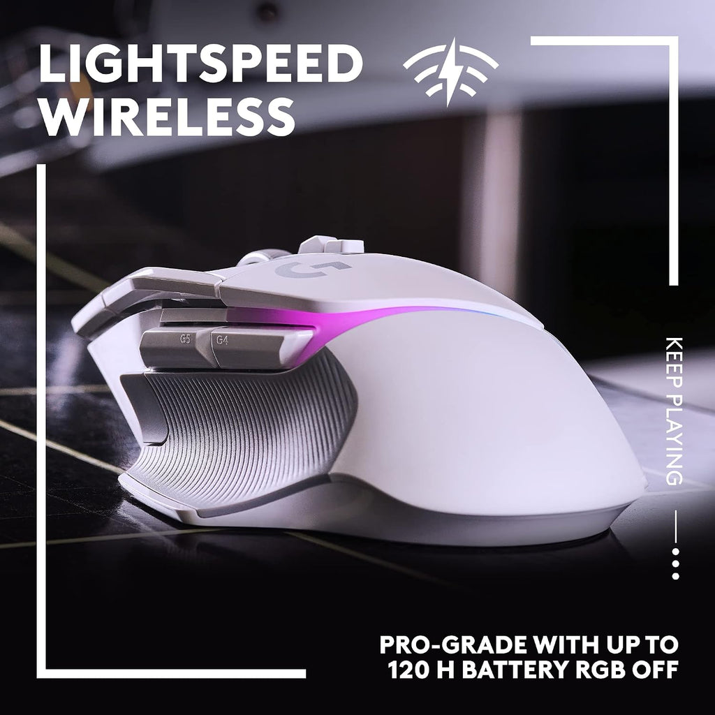 Logitech G502 X Plus Wireless Gaming Mouse: Optical Switches, LIGHTSYNC RGB, 13 Buttons, Infinite Scroll Toggle, <130 hr Battery Life, USB-C, PowerPlay Wireless Charging Capable, for PC/MacOS - White