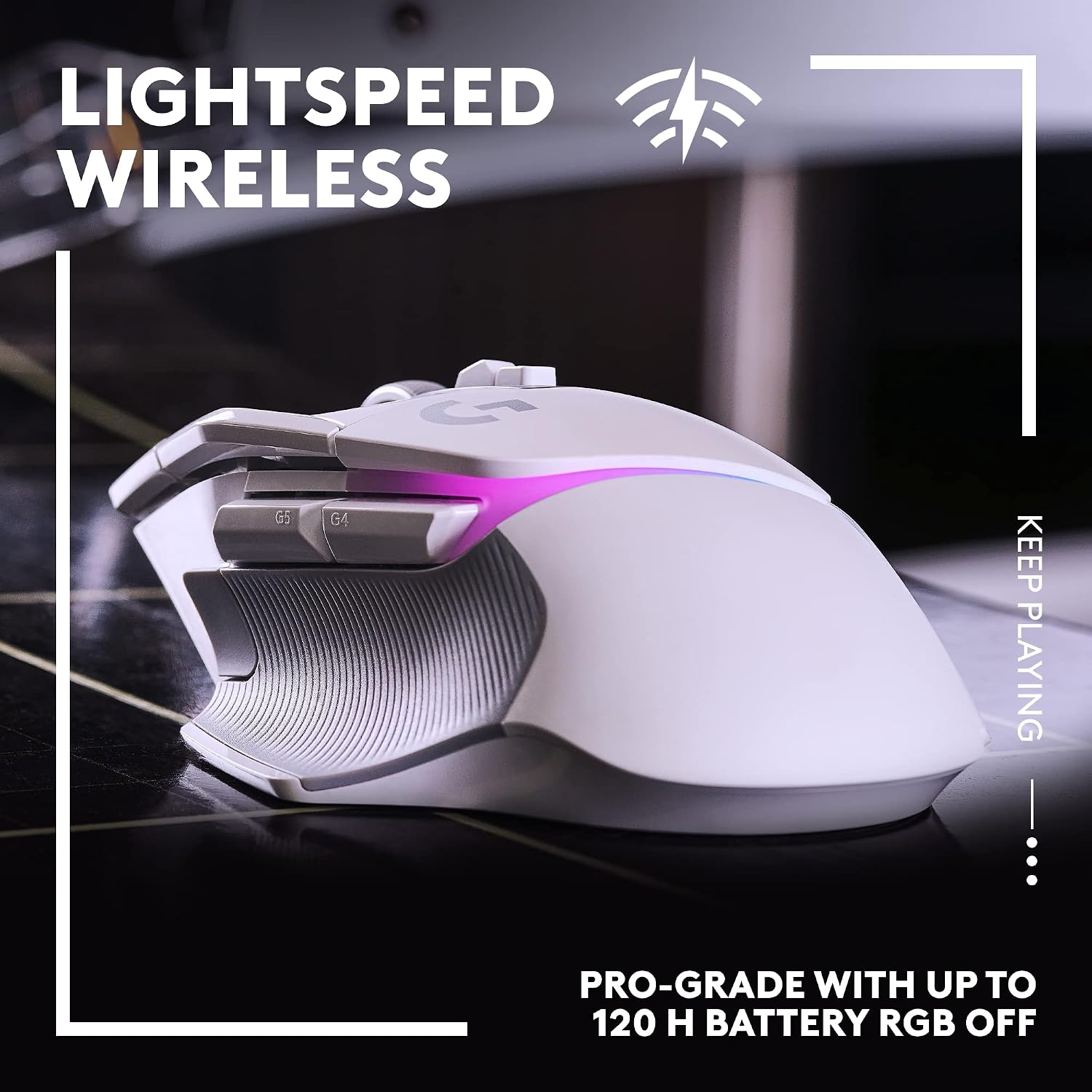 Logitech G502 X Plus Wireless Gaming Mouse: Optical Switches, LIGHTSYNC RGB, 13 Buttons, Infinite Scroll Toggle, <130 hr Battery Life, USB-C, PowerPlay Wireless Charging Capable, for PC/MacOS - White