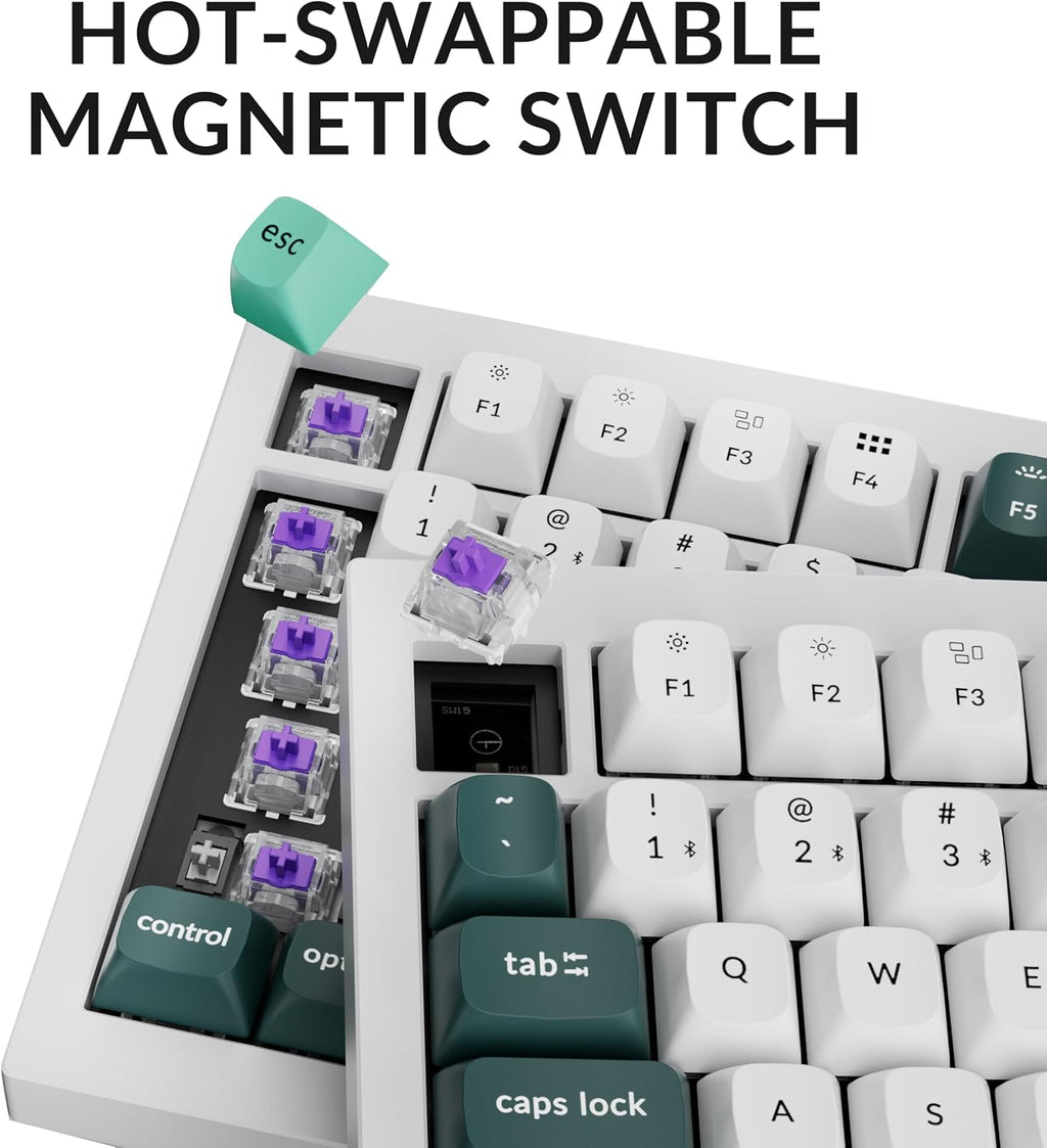 Keychron Q1 HE Wireless Custom Keyboard Rapid Trigger QMK Launcher 2.4 GHz Bluetooth 5.2 with Gateron Double-Rail Magnetic Switch, RGB Compatible with Mac Windows Linux (Hot-swappable)