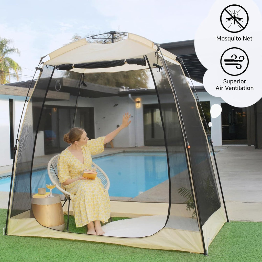EighteenTek Screen House Gazebo, 2-4-6 Person Pop Up Screen Tent, Instant Screen Room with Carry Bag, Outdoor Mosquito Tent Pop-Up, Sun Shade Shelter for Patio, Garden, Backyard, Deck