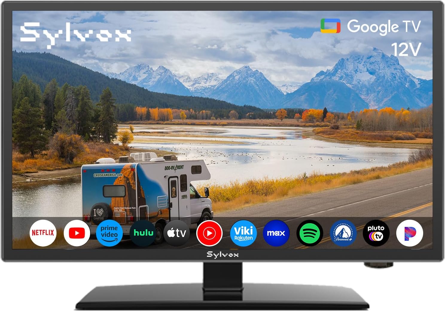 SYLVOX Smart RV TV, 24' 12 Volt TVs for RV Camper 1080P DC/AC Powered Television, Compatible with Google OS, Support Download APPs, Google Assistant, Bluetooth WiFi, 9-32V Wide Voltage Protection