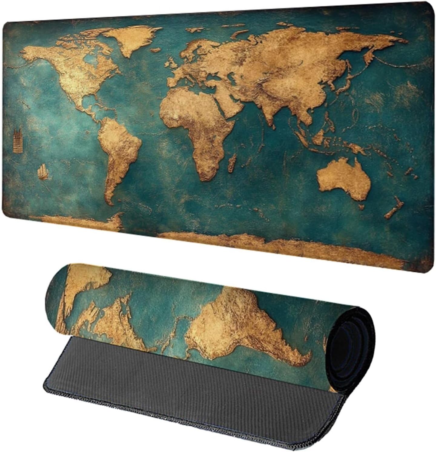 World Map Gaming Mouse Pad, Mouse Pad 60x32in, Large Desk Mat with Non-Slip Rubber Base, Office Desk Accessories, Large Extended Gaming Keyboard Mat, Big Mousepad for Computer Gamer Office, Blue 3-999