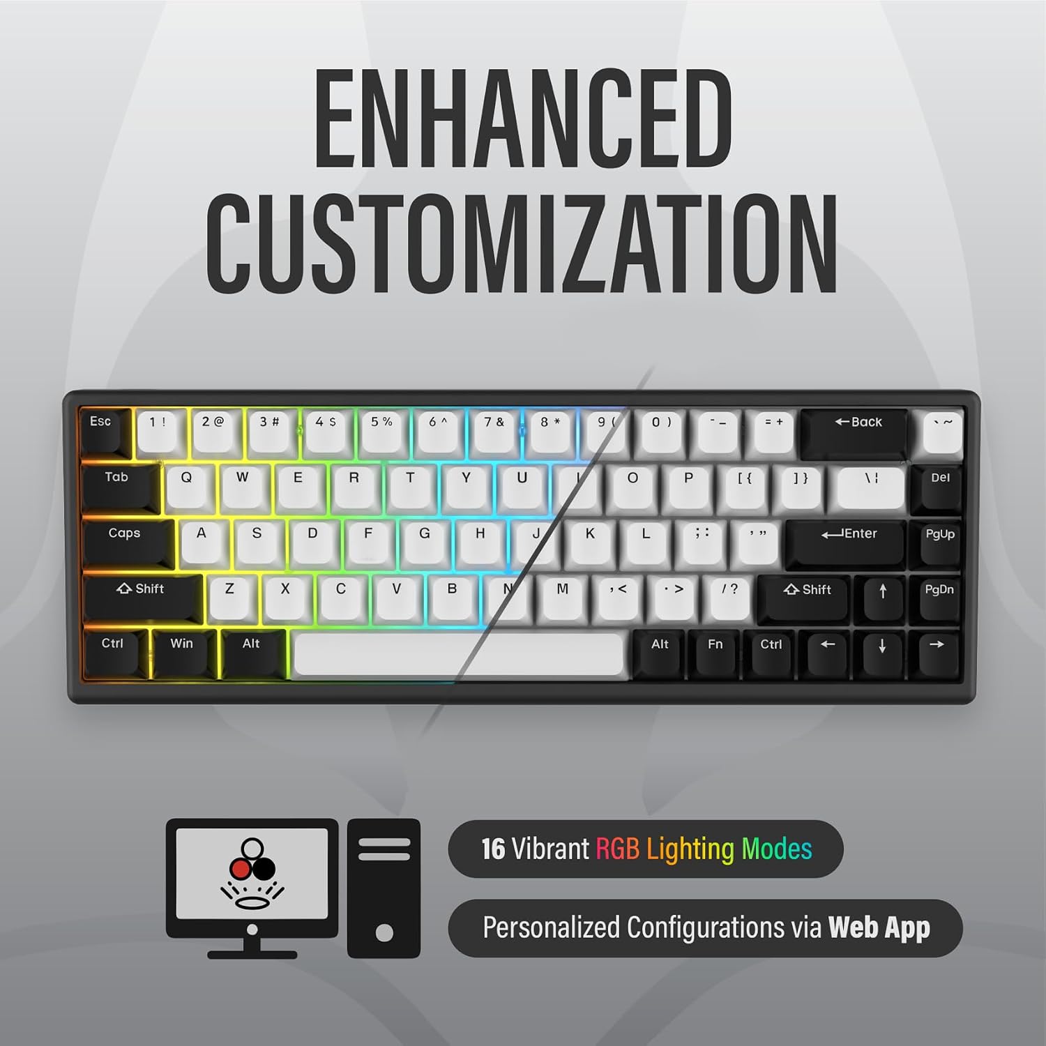 ARBITER Polar 65 - CNC Magnetic Gaming Keyboard w Rapid Trigger, Hall Effect Switches, CNC Aluminum Frame, Rapid Key, 65% Compact, Bright RGB, Dual-Shot PBT Keycaps - Mint Abyss