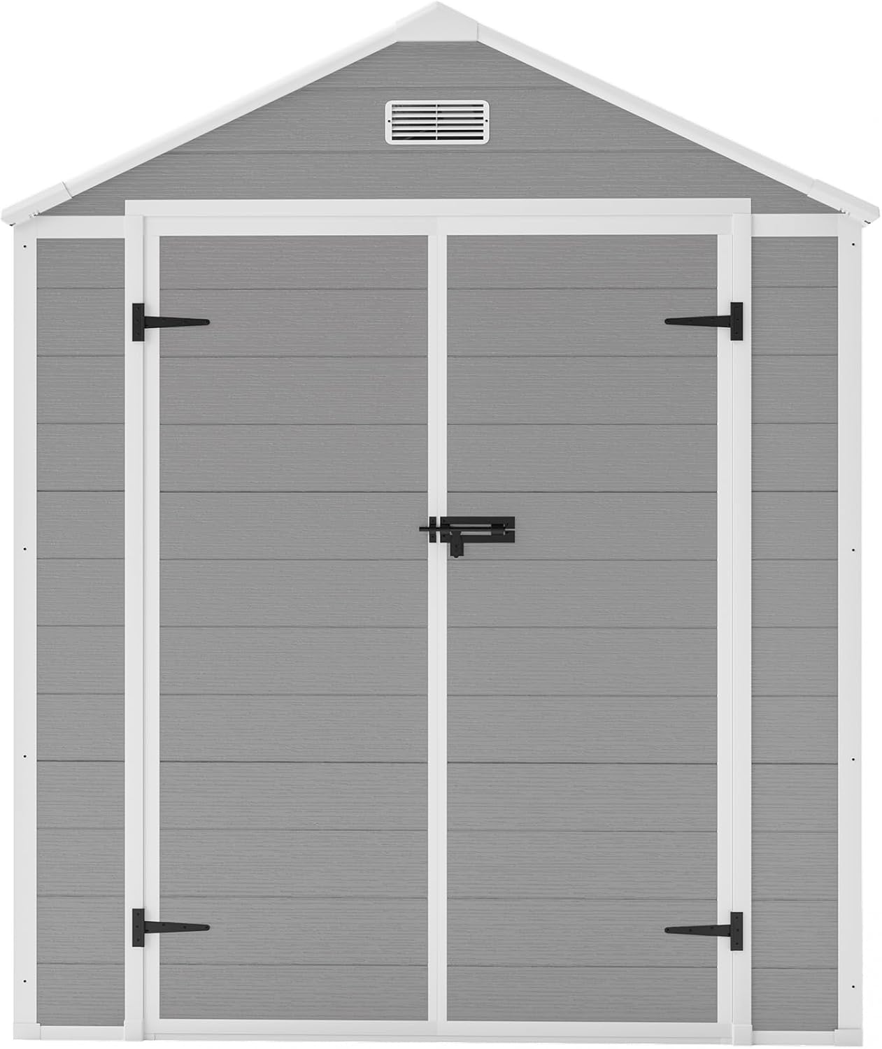 YOPTO 6x5 FT Resin Storage Shed,Garden House with Floor & Lockable Door,Waterproof Plastic Tool Sheds W/Slanting Roof Visual Window & Air Vents for Bicycles,Lawnmowers,Lawn,All Weather Use,Gray