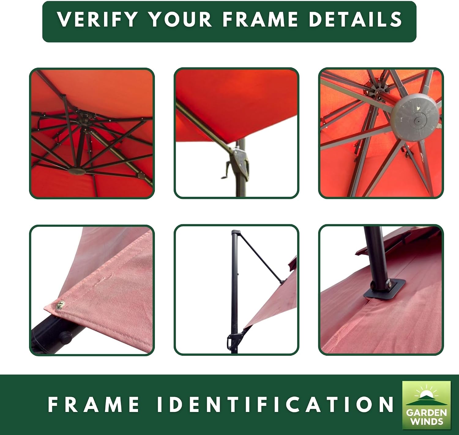 Garden Winds Reinforced Replacement Canopy Top Cover Compatible with The Lowe's Offset YJAF-819R Umbrella - Classic Red, Riplock 350