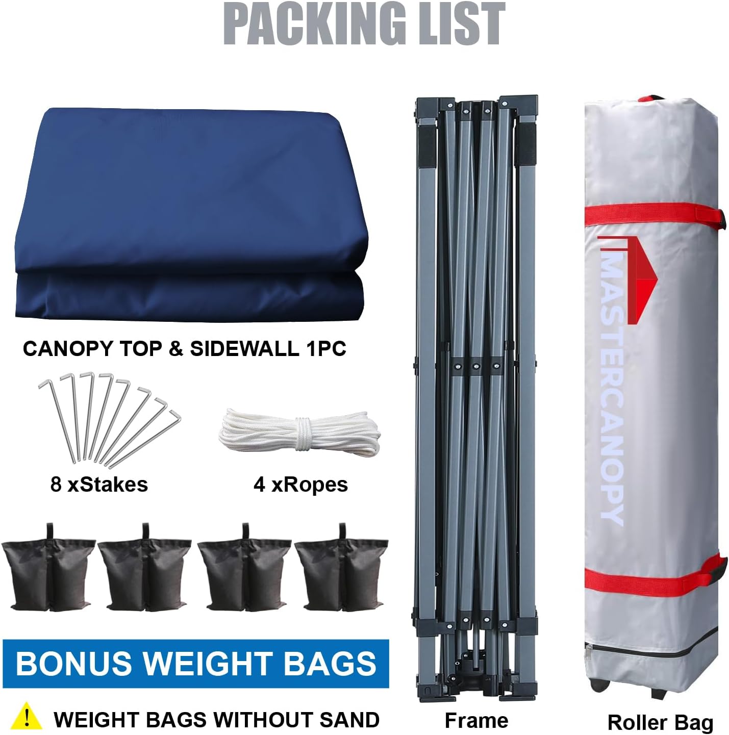 MASTERCANOPY Durable Pop-up Canopy Tent with 1 Sidewall (12x12 ft, Navy Blue)