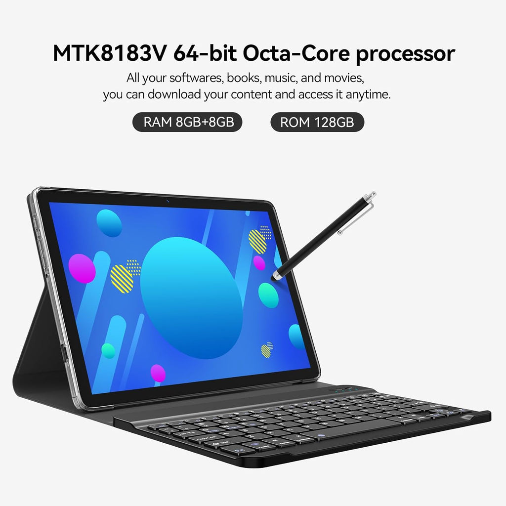 Android Tablet, 2026 Latest 10 inch Android 14 Tablet, MTK8183 Octa-Core, 16GB 128GB 1TB Expansion, 2.4/5G WiFi, 21MP Camera, Gemini AI 2.0, Tablets with Keyboard, Mouse, Case etc