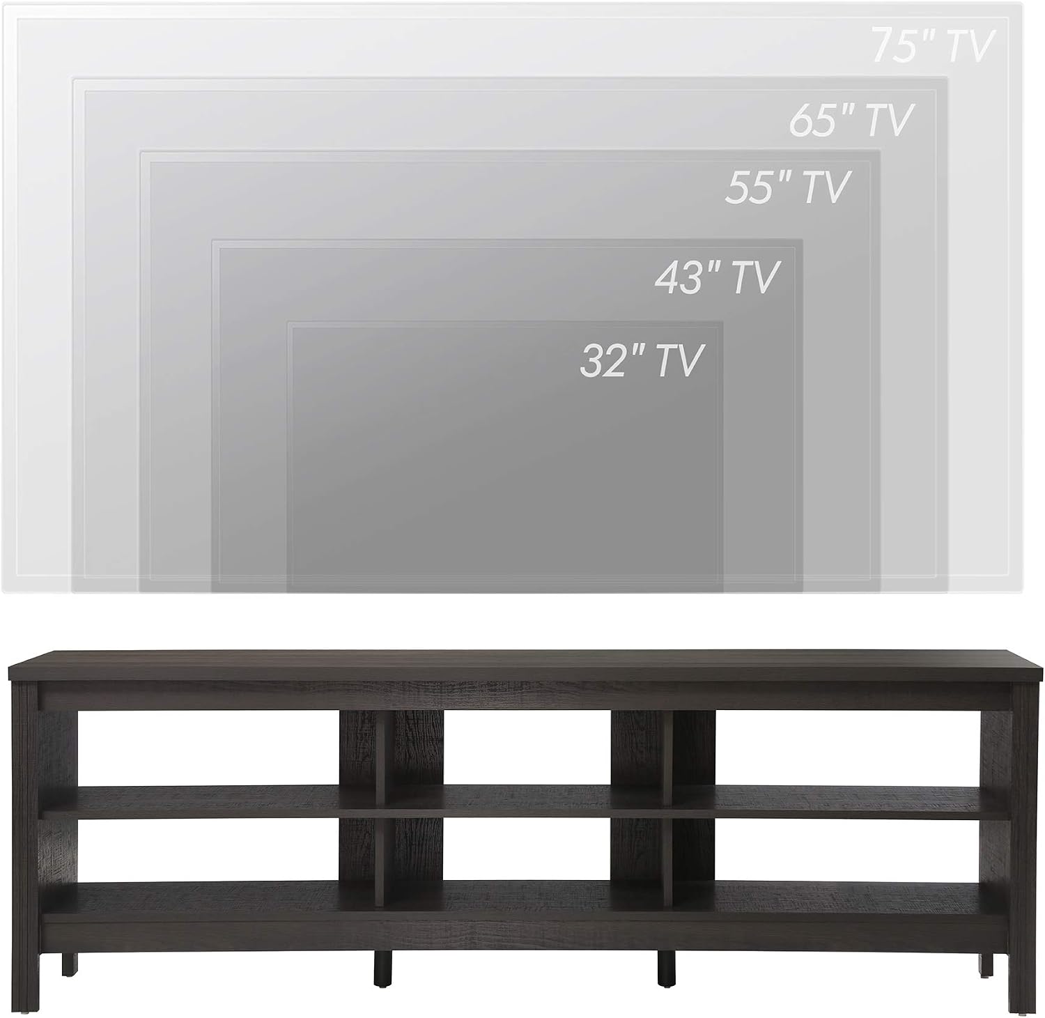 WAMPAT 70 Inch TV Stand for 75 Inch TV, Classic TV Console Table Entertainment Media Stand with 6 Storage Cubby, Television Stands for Living Room, Black