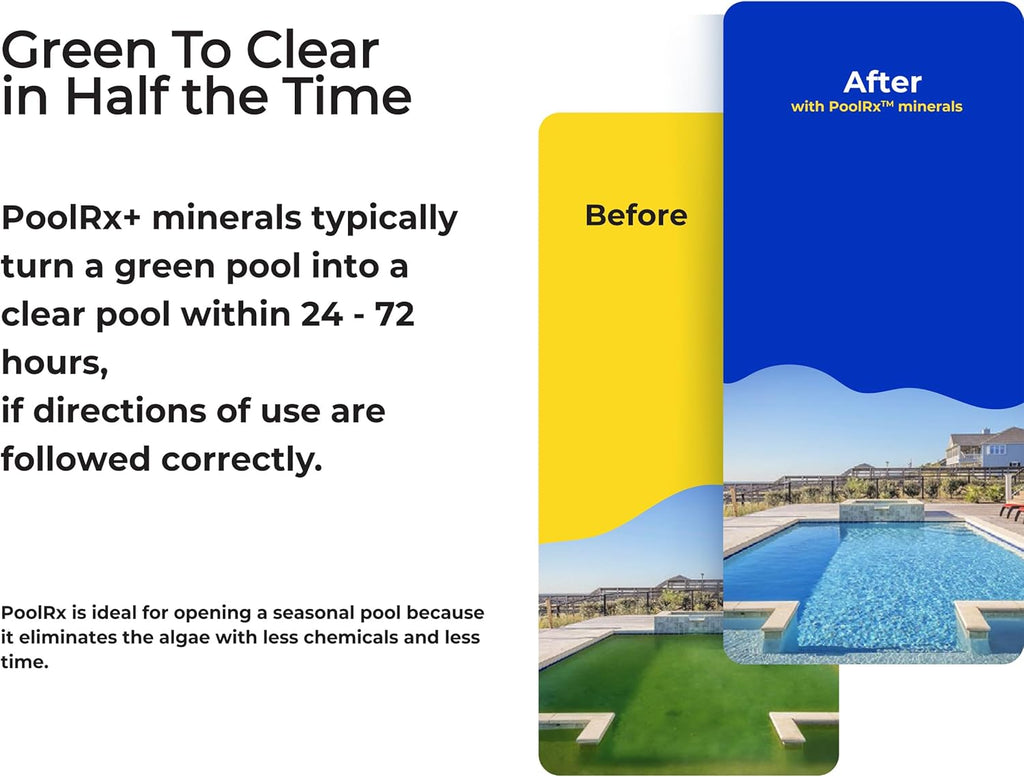 PoolRx+ Mineral Algaecide 4-Unit Pack, up to 6-Month Algae Control, for 2.5K-5K gallons, Red & White, New Formula with Silver.
